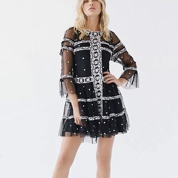 Free People Dresses & Skirts - Free People Cameryn Embroidered Mesh Mini Dress